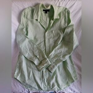 Banana Republic Seafoam Green Large Button-Up Linen Shirt